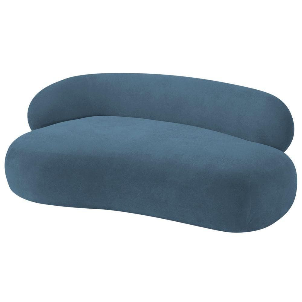 Divã Recamier Luxo Decorativo Canadá 200cm Lado Direito Linho Azul Royal