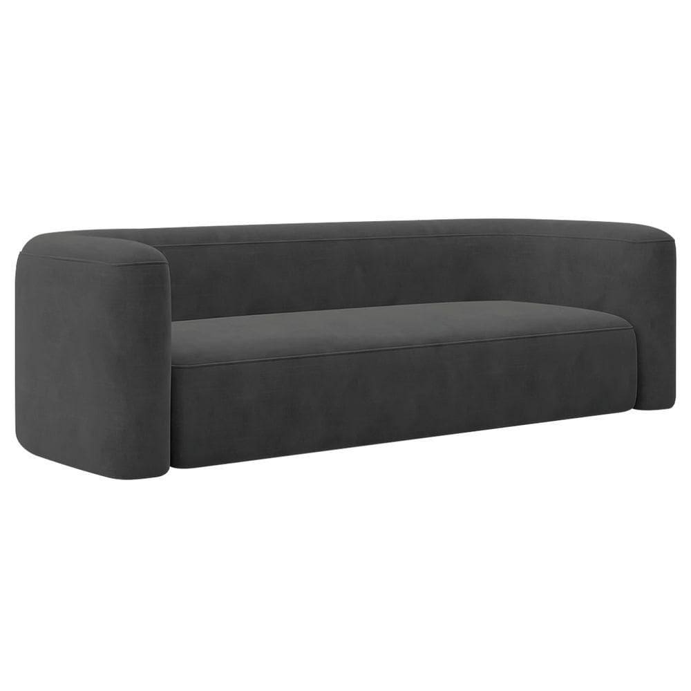 Sofá 3 Lugares 200cm Orgânico Luxo Recepção Melina Linho Cinza Escuro