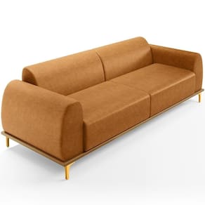 Sofá 3 Lugares Kiev 230cm D02 Base Castanho Pés D`ouro Couríssimo Whisky B-90