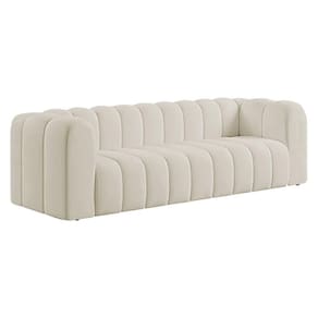 Sofá 3 Lugares 200cm Orgânico Luxo Recepção Giordana Bouclé Bege