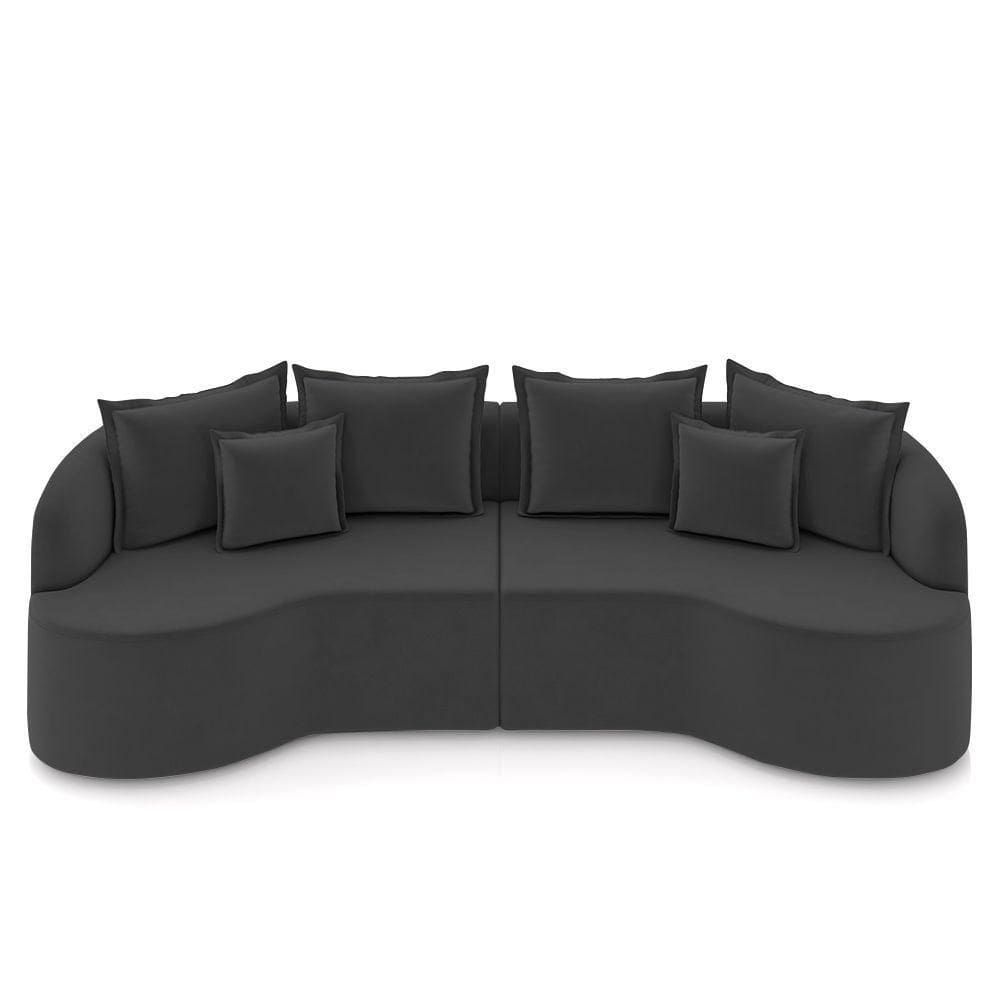 Sofá 4 Lugares 250cm Orgânico Quito K04 Veludo Cinza Escuro - Mpozenato