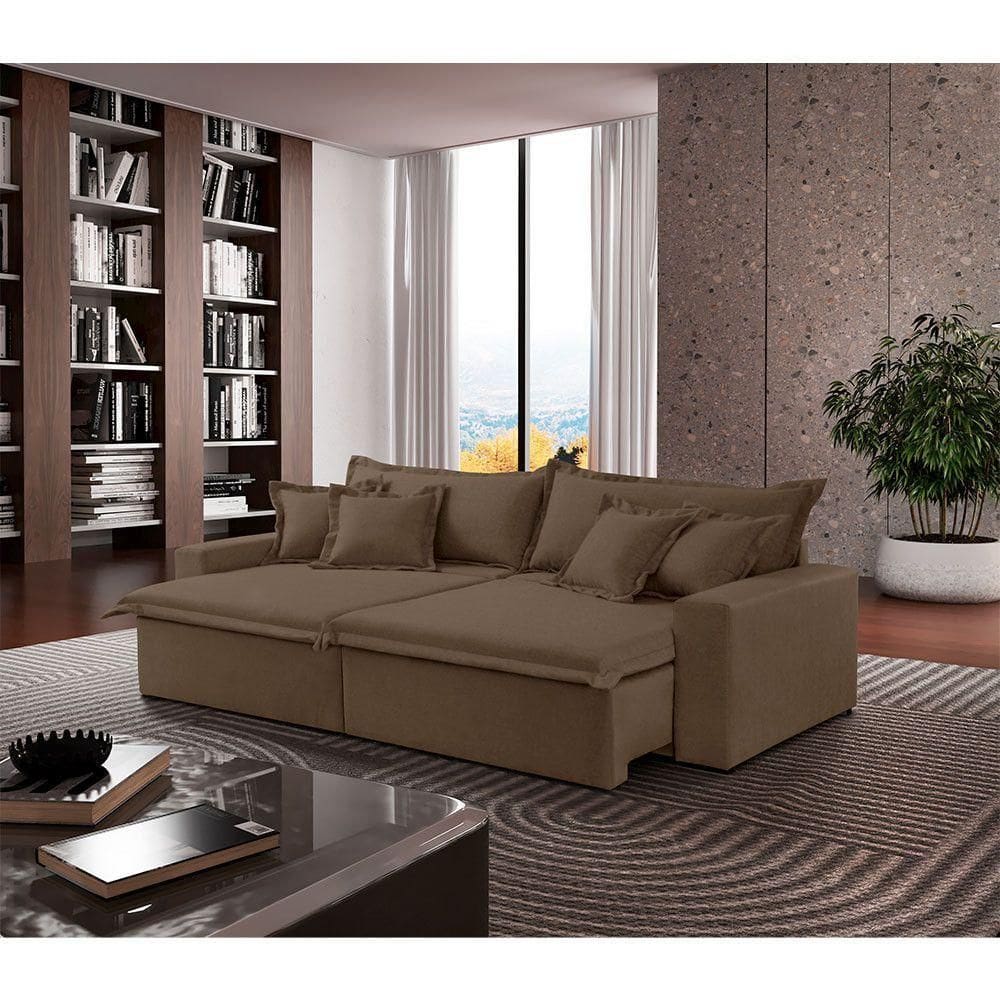 Sofá Montreal Veludo 2 Módulos De 120m B25cm Meu Sofá Online B016 Veludo Marrom