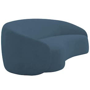 Kit Sofá 3 Lugares 180cm E 2 Poltronas Orgânica Luxo Recepção Amore Linho Azul Royal