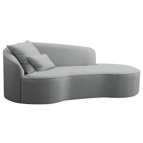 Divã Recamier Curvo Sala De Estar Recepção Inglaterra 180cm Lado Direito Bouclé Adj Decor Cinza