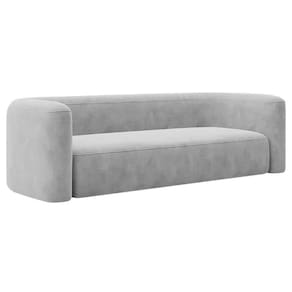 Sofá 2 Lugares 160cm Orgânico Luxo Recepção Melina Linho Adj Decor Cinza