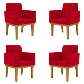 Kit 4 Cadeiras Reforçada Escritório Poltrona vermelho