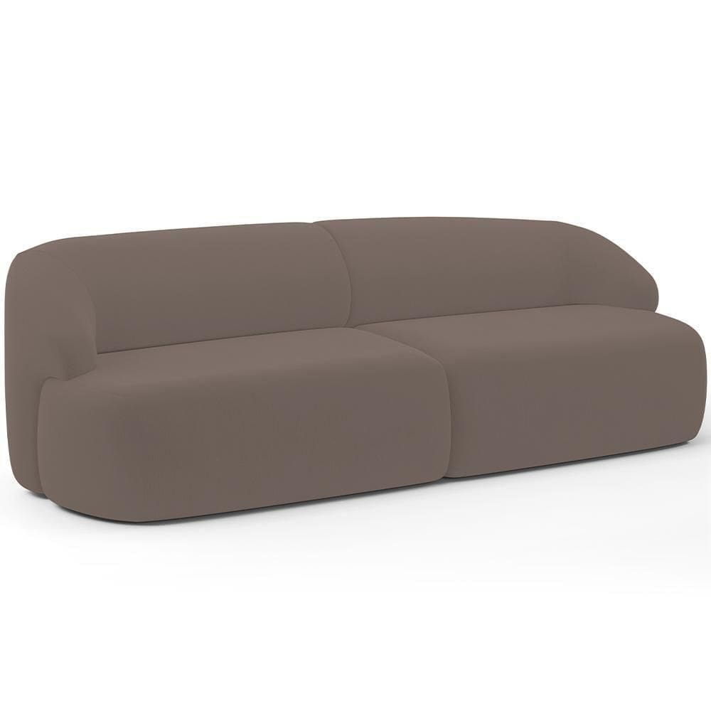 Sofá 3 Lugares Curvo Orgânico Living 250cm Barolo L06 Veludo Marrom