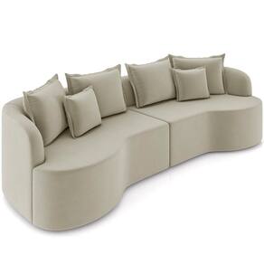 Sofá 4 Lugares Orgânico Living 270cm Ekos K01 Veludo Bege - Lyam Decor