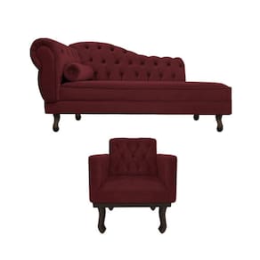 Kit Diva Recamier Diana 120cm Lado Direito E 1 Poltrona Classic Suede Suede Bordô
