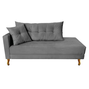 Recamier Azura 185cm Com Almofada Lado Direito Suede Cor Cinza