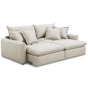 Sofá Cama Retrátil 3 Lugares Para Sala De Estar 250cm Asher T03 Veludo Bege - Lyam Decor