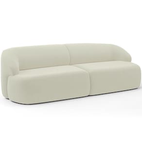 Sofá 3 Lugares Curvo Orgânico Living 220cm Barolo L06 Veludo Bege