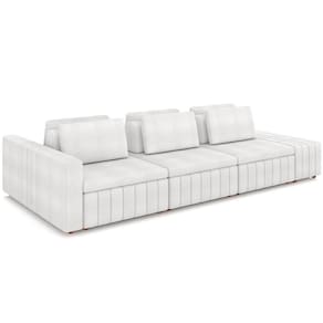 Sofá Ilha Com Puff Living 335cm Amber M03 Bouclê Branco
