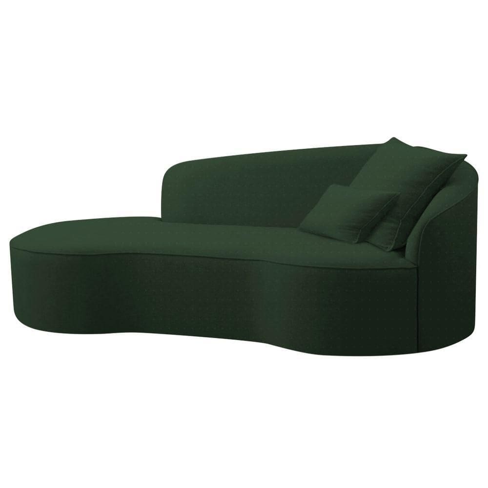 Divã Recamier Curvo Sala De Estar Recepção Inglaterra 180cm Lado Esquerdo Linho Verde