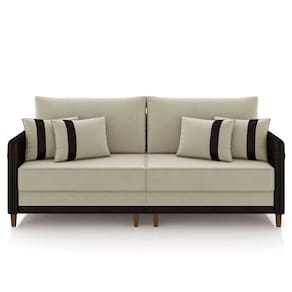 Sofá 3 Lugares Living 232cm Zoe K04 Veludo Bege-preto - Mpozenato