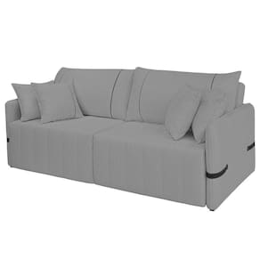 Sofá Cama Retrátil 220cm Essence D05 Linho Grafite-preto - Mpozenato
