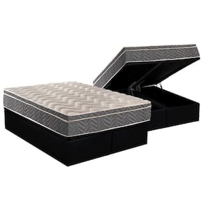 Cama Box Baú Queen: Colchão Ortopédico Paropas D45 / Ep Confort Mega Firme + Base Black(158X198)