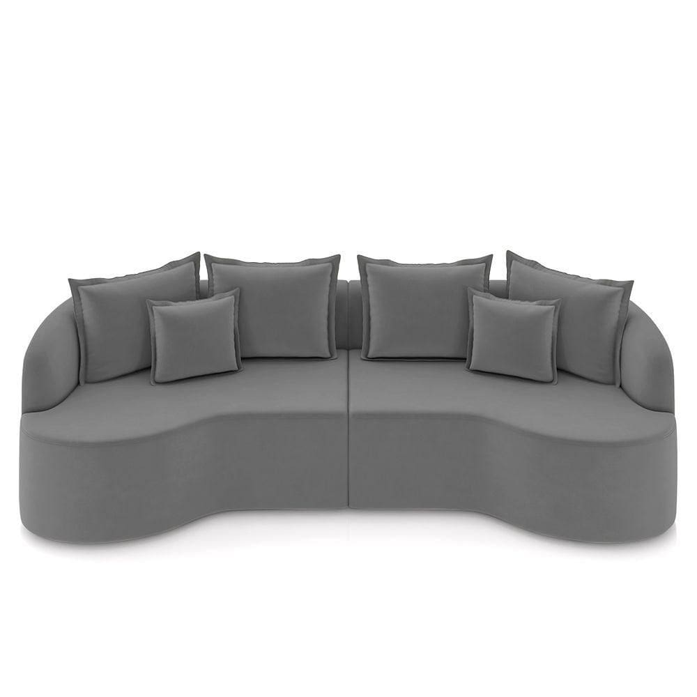 Sofá 4 Lugares 270cm Orgânico Quito K04 Veludo Cinza - Mpozenato