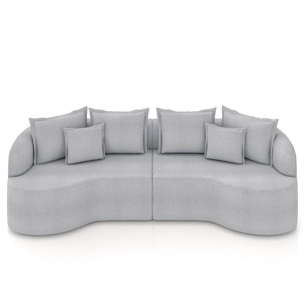 Sofá 3 Lugares 210cm Orgânico Quito K04 Bouclê Cinza - Mpozenato