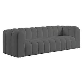 Sofá 3 Lugares 200cm Orgânico Luxo Recepção Giordana Linho Adj Decor Cinza