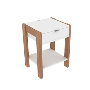 Mesa De Cabeçeira Az1016 Mdp Amendoa Branco
