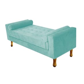 Recamier Baú Félix Casal 140cm Suede Azul Tiffany Doce Sonho