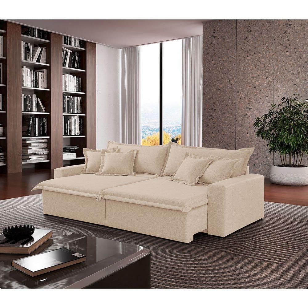 Sofá Montreal Linho 02 Módulos De 100m B25cm Meu Sofá Online A294 Linho Creme