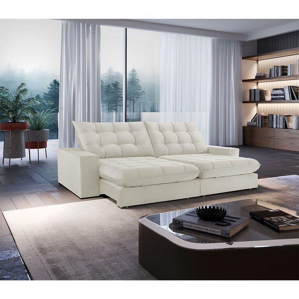 Sofá Livy Linho 02 Módulos De 100m B25cm Meu Sofá Online A302 Linho Branco