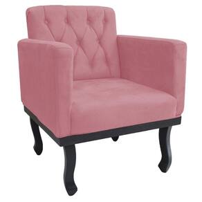 Poltrona Classic Pés Luís Xv Suede Rosa Bebê Doce Sonho