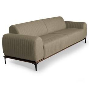 Sofá 210cm 3 Lugares Pés Preto Molino C-129 Linho Bege