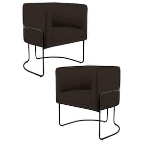 Kit 2 Poltronas Decorativas Base Aço Betina C-34 Corano Marrom - Domi