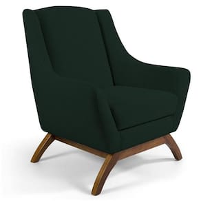 Poltrona Decorativa Base Manu Madeira Juliet C-117 Linho Verde Musgo