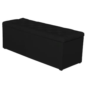 Calçadeira Baú 140Cm Paris Corino Preto - Js Móveis
