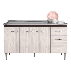 Balcão Gabinete Gabriela 150cm Sem Tampo Castanho Avelã - Ajl Moveis Cor Castanho/avelã