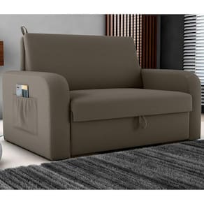 Sofá Cama Com Baú 2 Lugares Raheny Veludo Maserati Marrom