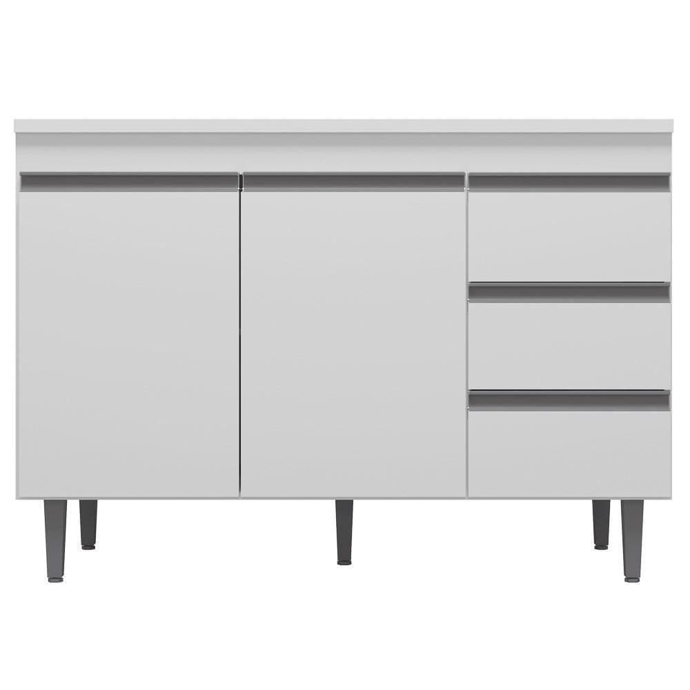 Balcão Sem Tampo 100Cm 2 Portas 3 Gavetas Andréia Branco