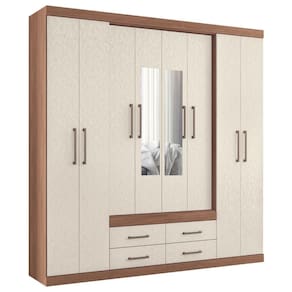 Guarda Roupa Casal Com Espeho 8 Portas Miami Jatobá Areia