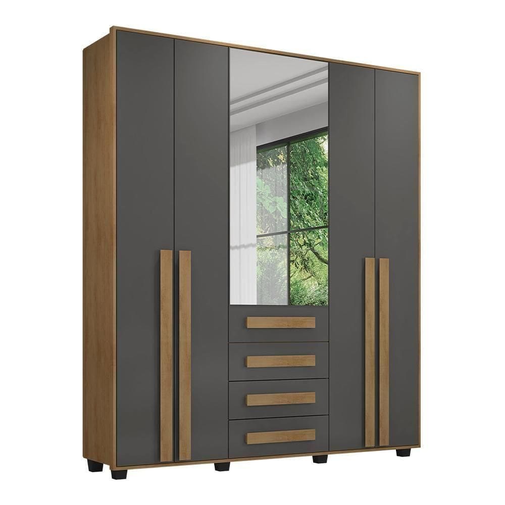 Roupeiro 5 Portas Ragusa Cinamomo Grafite