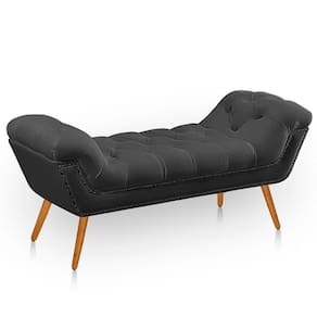 Recamier Estofada Casal King Size Ayla Veludo Cor Cinza Chumbo