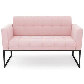 Sofá Namoradeira Base Industrial Preto Ana Suede Rosa Bebê - Ibiza