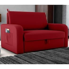 Sofá Cama Com Baú 2 Lugares Raheny Veludo Maserati Vermelho