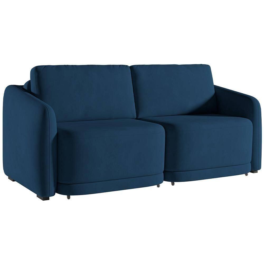 Sofá Cama Para Sala De Estar 3 Lugares 236cm Montserrat K01 Veludo Azul Marinho - Lyam Decor