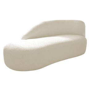 Divã Recamier Curvo Luna 185cm Lado Esquerdo Linho - Doce Sonho Móveis Cor Bege