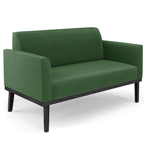 Sofá Namoradeira Base Madeira Preto Maressa Suede Verde