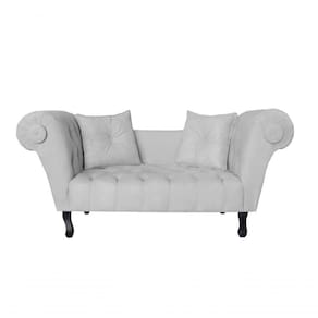 Recamier Sofá Divã Namoradeira Dubai Suede Branco - Fm