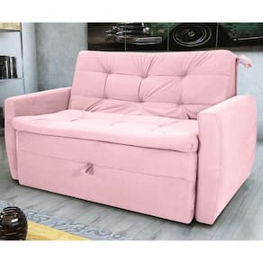 Sofá Cama 2 Lugares Piers Veludo Turkey Rosa