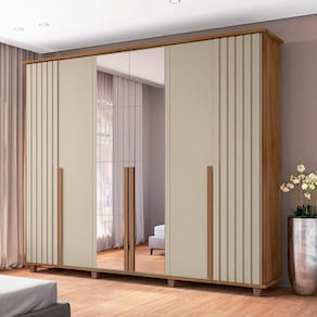 Roupeiro 6 Portas Potenza Cinamomo Off White Com Espelho