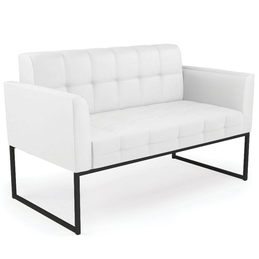 Sofá Namoradeira Base Industrial Preto Ana Sintético Branco