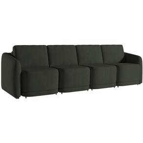 Sofá Cama Para Sala De Estar 4 Lugares 396cm Montserrat K01 Veludo Verde - Lyam Decor