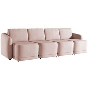 Sofá Cama Para Sala De Estar 4 Lugares 356cm Montserrat K01 Veludo Rosê - Lyam Decor